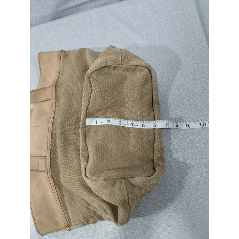 Vtg L.L. Bean Canvas & Leather Buckle‎ Tote Bag Khaki Unisex